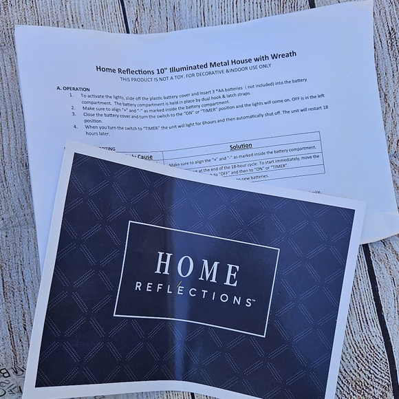 New Home Refelections 10" Illuminated Metal House with Wreath - Picture 7 of 7